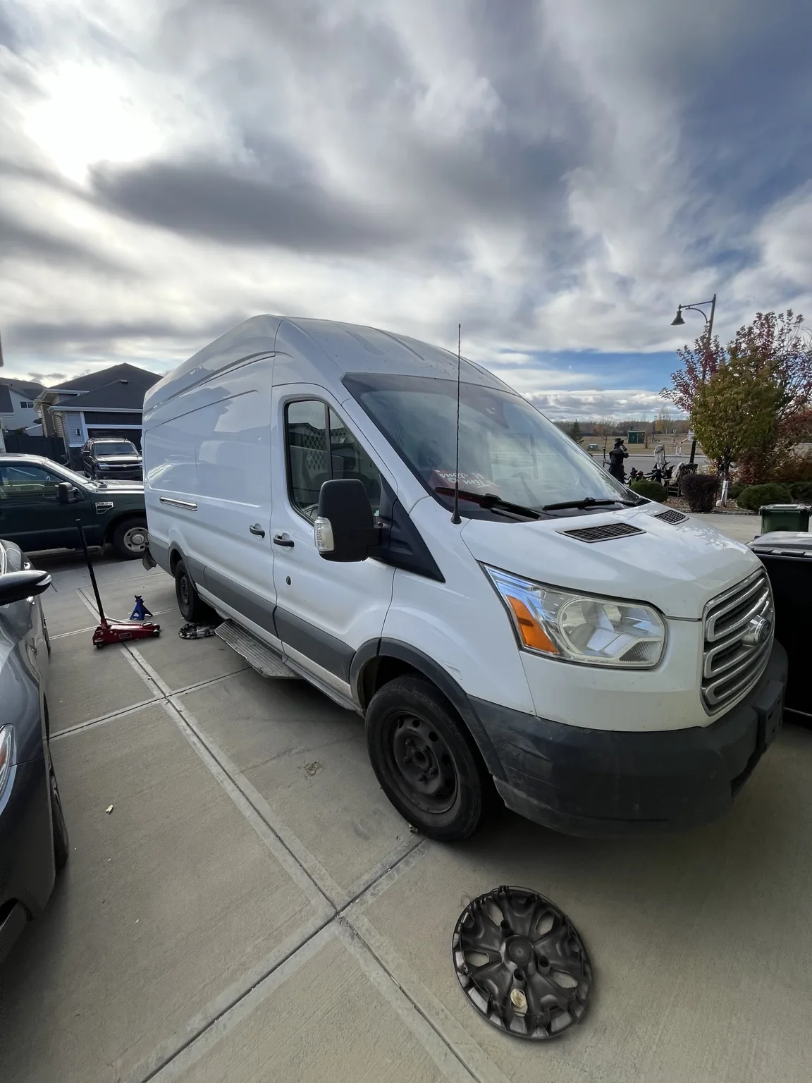 Brand new tire installed at customer home for Ford Transit in Edmonton by Dama Mobile Tire Shop
