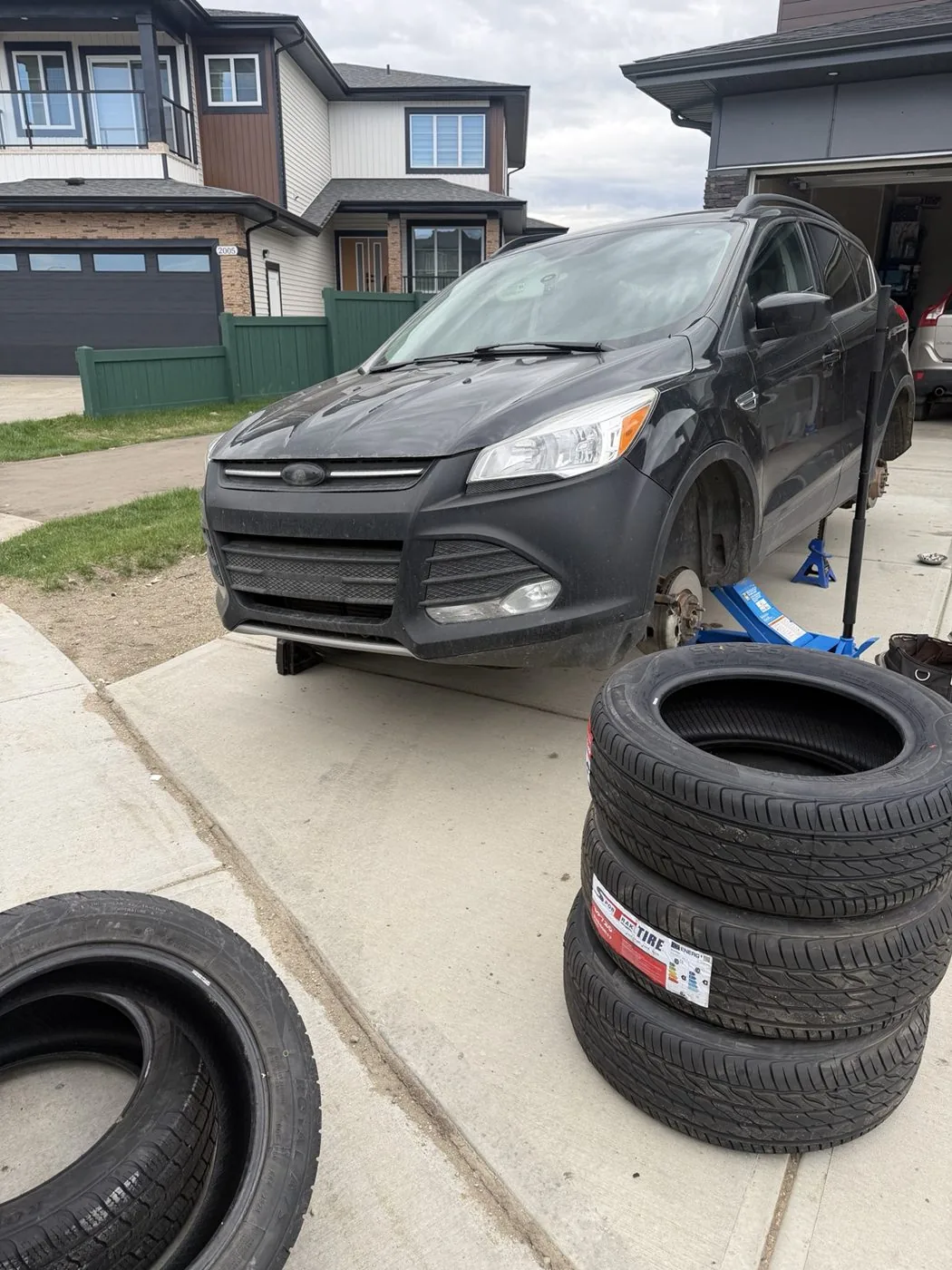 Brand new tires delivered, mounted and installed on-site for Ford Escape in Northeast Edmonton