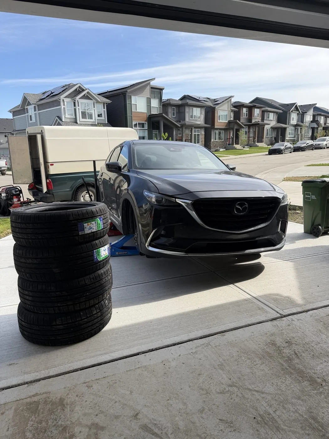 Brand new tires delivered, mounted and installed on-site for Mazda CX-9 in South Edmonton