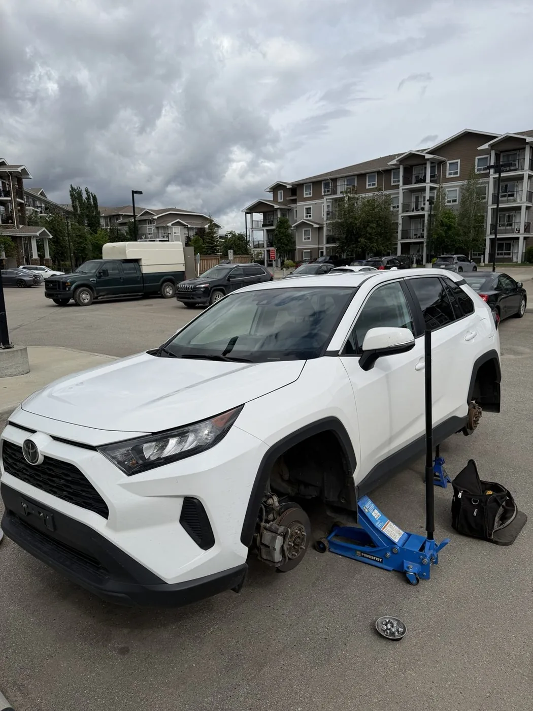 Brand new tires delivered, mounted and installed on-site for Toyota RAV4 in North Edmonton