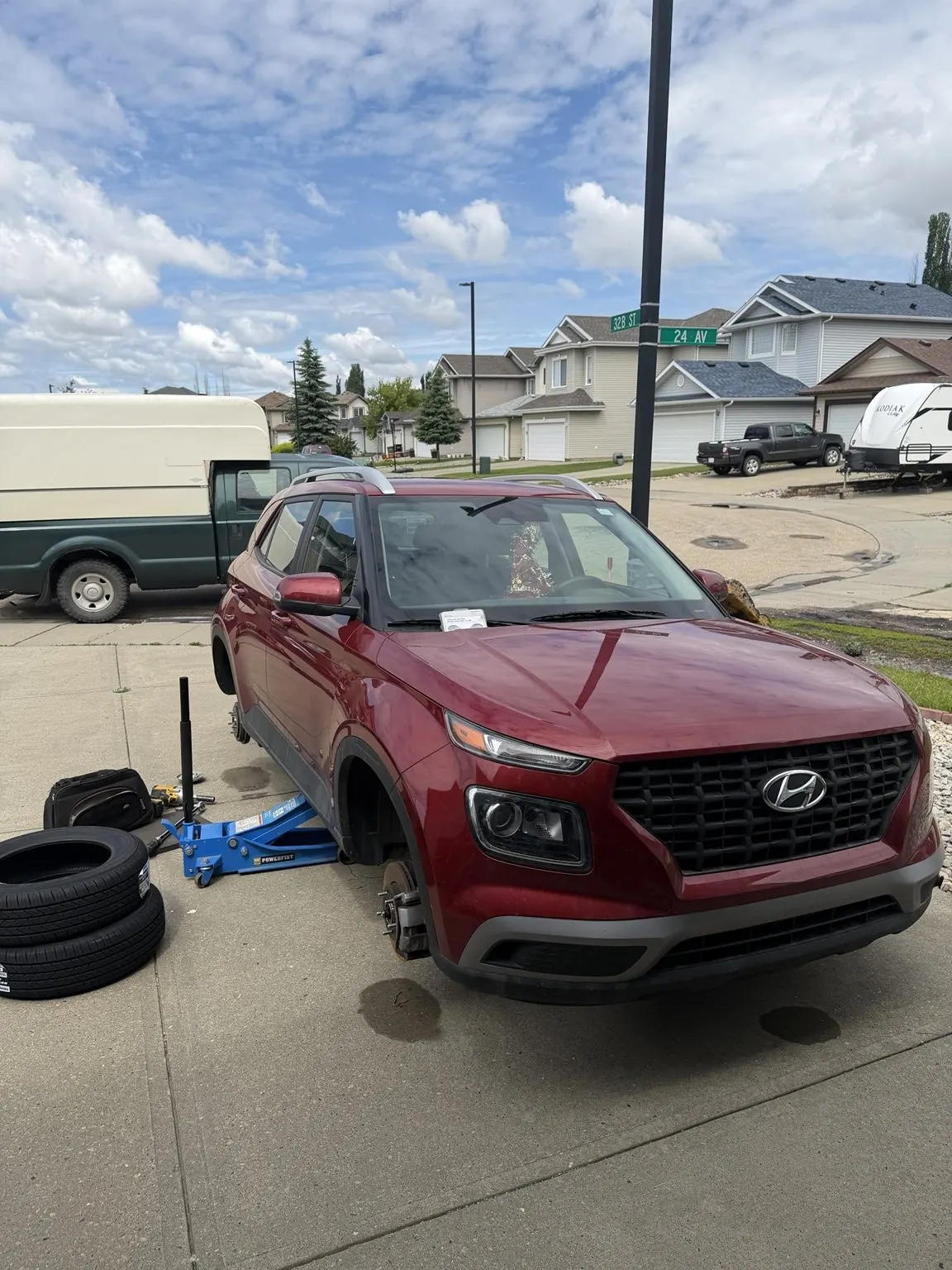 Two Blown Tire Replacement on Hyundai in Edmonton