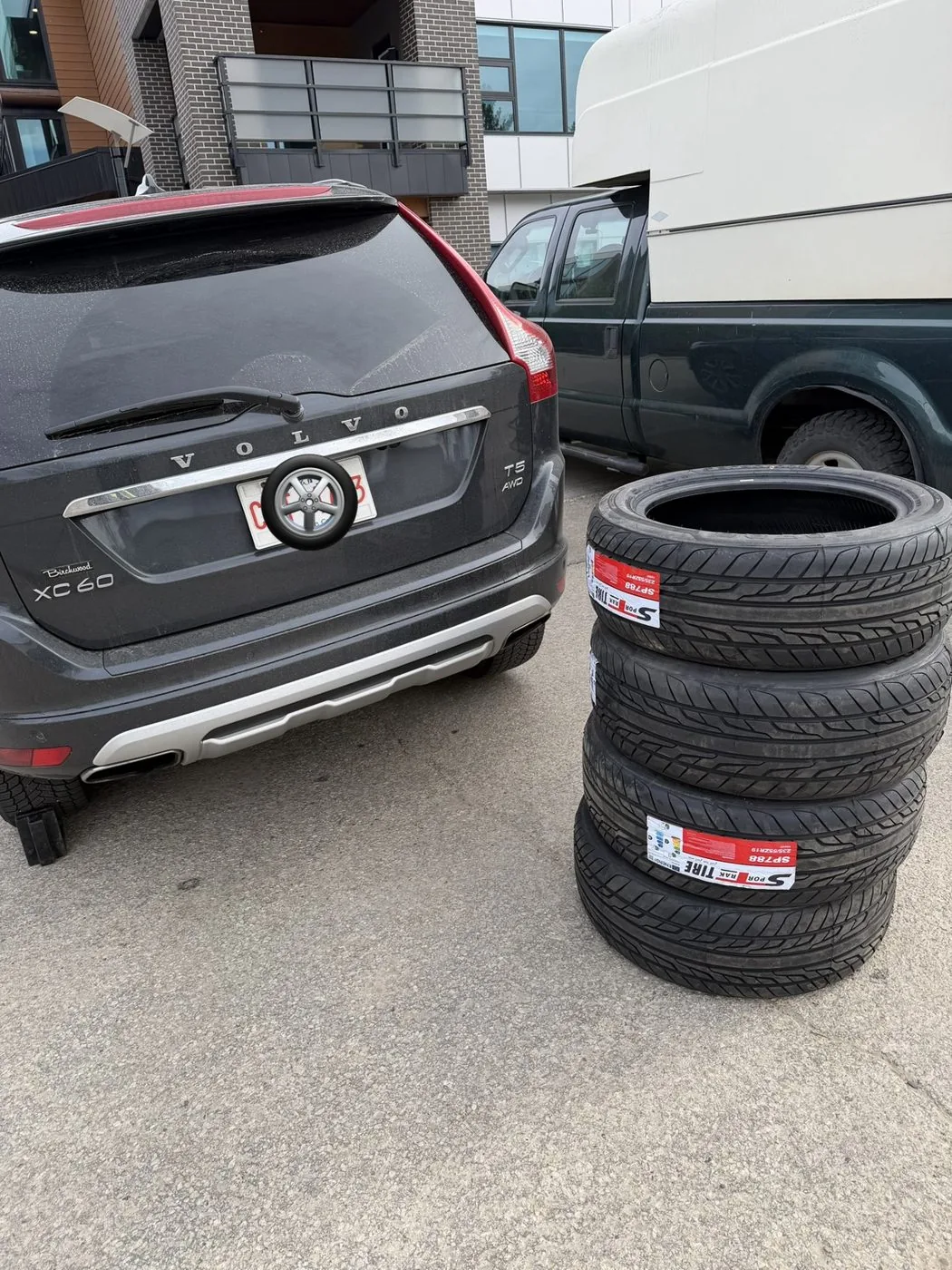 Brand new tires delivered, mounted and installed on-site for Volvo XC60 in Sherwood Park