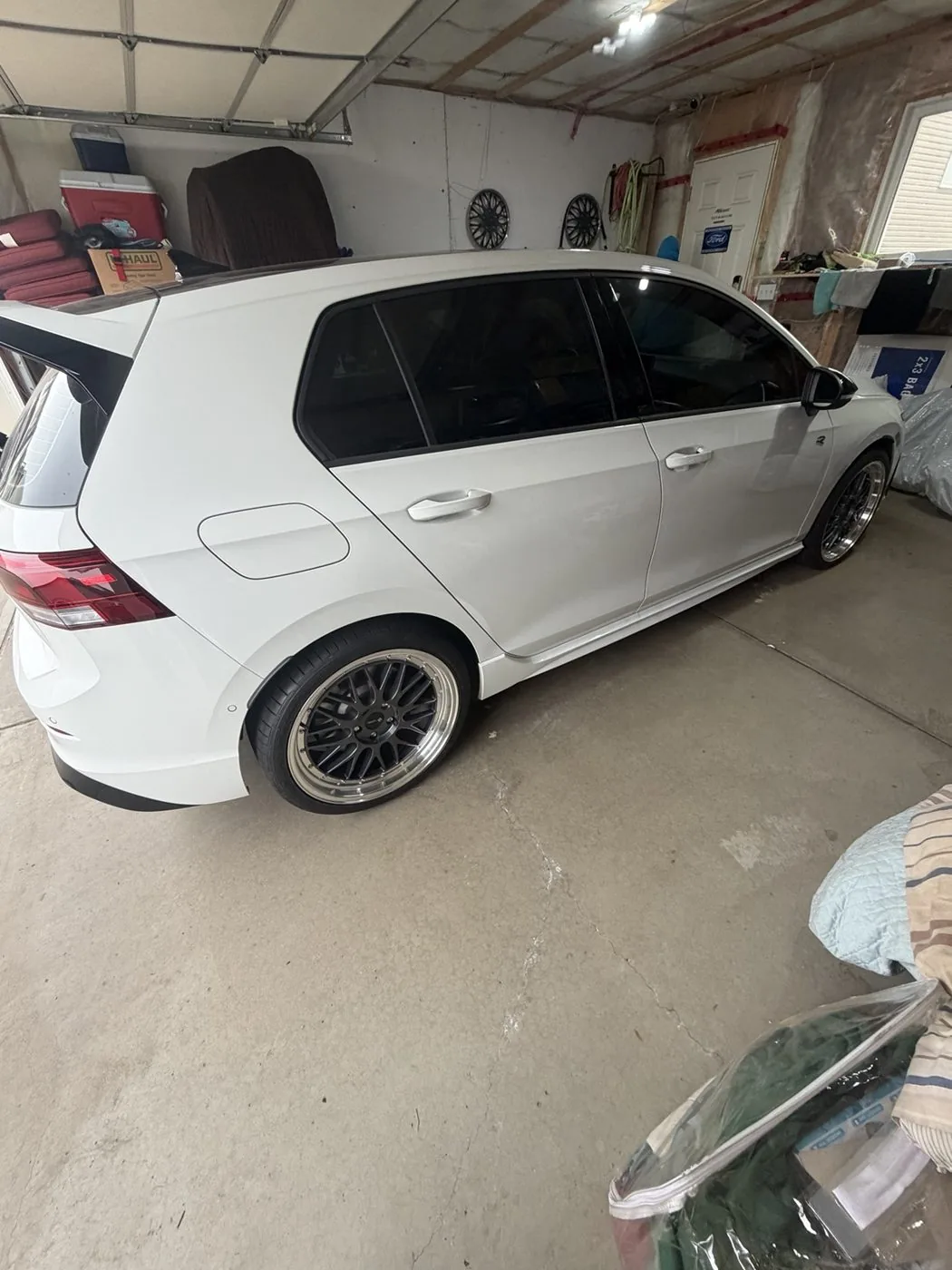 Brand new rims and tires mounted and installed on-site for Volkswagen Golf R in Edmonton